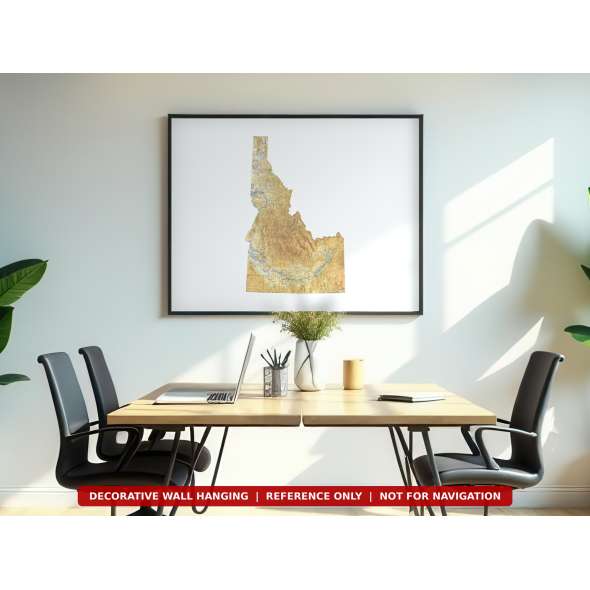 Idaho sectional chart wall map hanging in an office