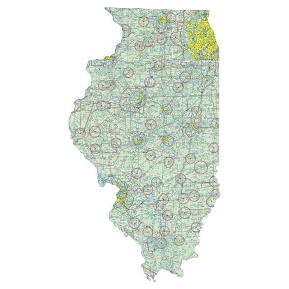 Illinois sectional chart wall map, decorative FAA chart, reference only