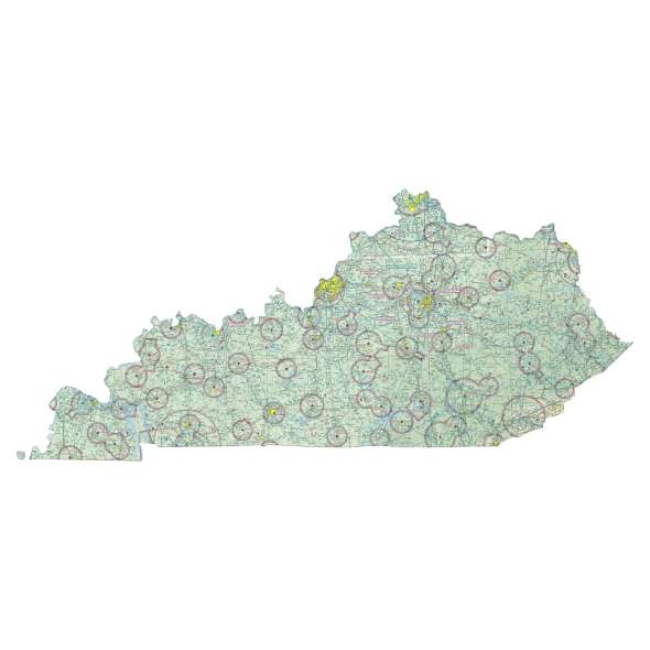 Kentucky sectional chart wall map, decorative FAA chart, reference only