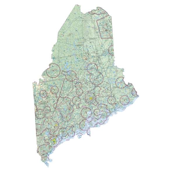 Maine sectional chart wall map, decorative FAA chart, reference only