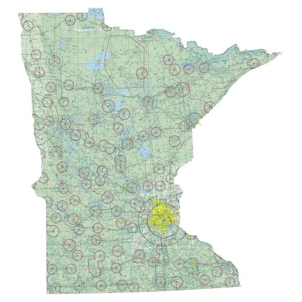 Minnesota sectional chart wall map, decorative FAA chart, reference only