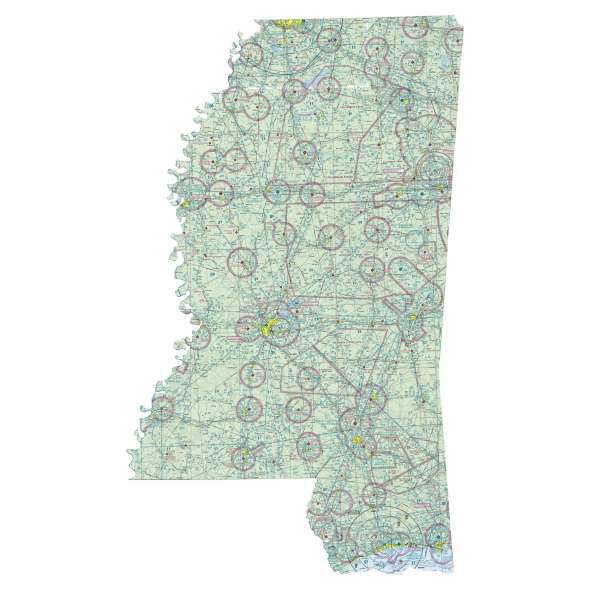 Mississippi sectional chart wall map, decorative FAA chart, reference only