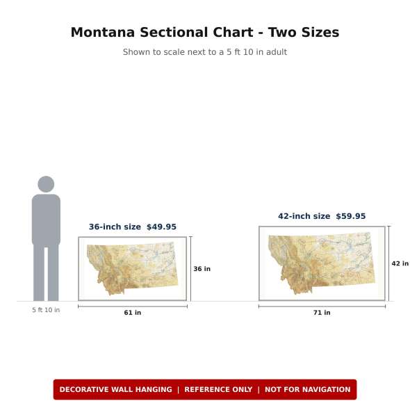 Montana sectional chart wall map size comparison