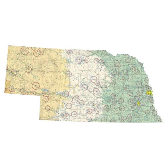 Nebraska sectional chart wall map, decorative FAA chart, reference only