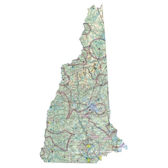 New Hampshire sectional chart wall map, decorative FAA chart, reference only
