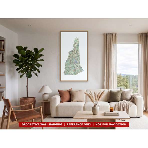 New Hampshire sectional chart wall map hanging in a living room