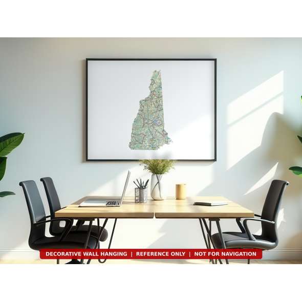 New Hampshire sectional chart wall map hanging in an office