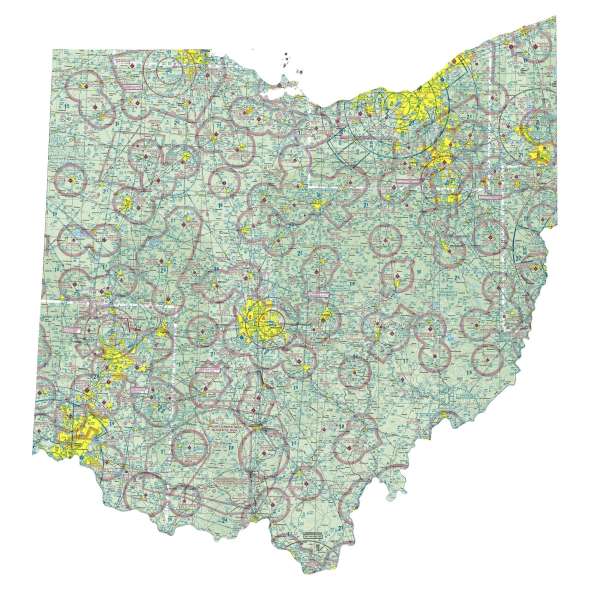 Ohio sectional chart wall map, decorative FAA chart, reference only