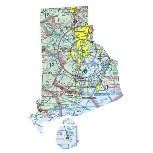 Rhode Island sectional chart wall map, decorative FAA chart, reference only