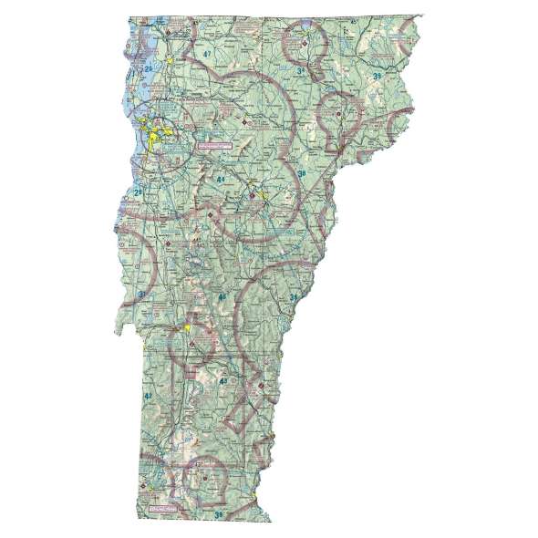 Vermont sectional chart wall map, decorative FAA chart, reference only