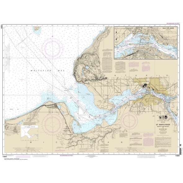 NOAA Chart 14884: St. Marys River - Head of Lake Nicolet to Whitefish Bay