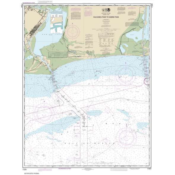 NOAA Chart 11341: Calcasieu Pass to Sabine Pass