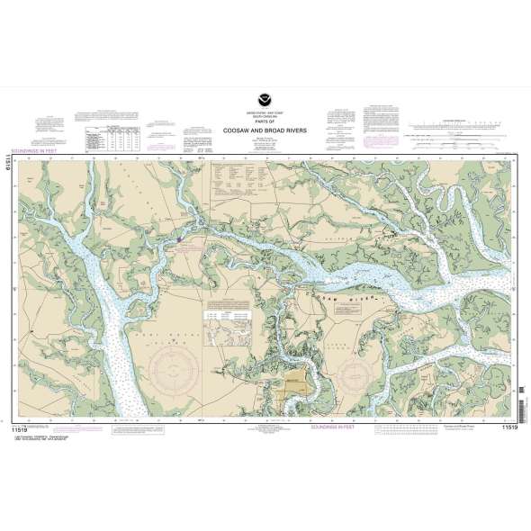 NOAA Chart 11519: Parts of Coosaw and Broad Rivers