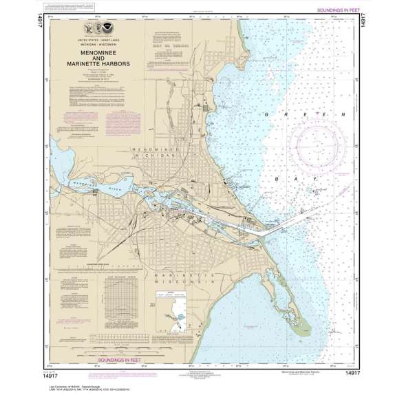 NOAA Chart 14917: Menominee and Marinette Harbors