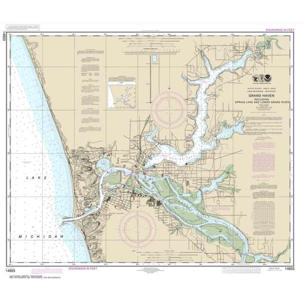 NOAA Chart 14933: Grand Haven: including Spring Lake and Lower Grand River