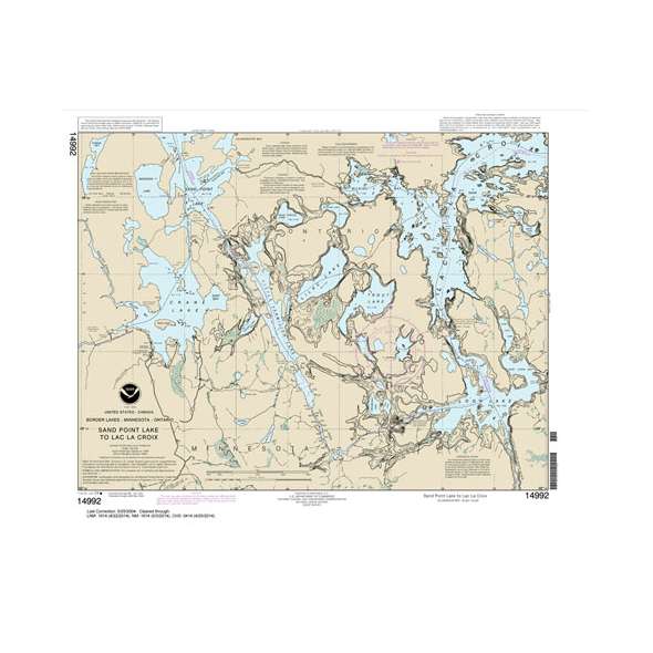 NOAA Chart 14992: Sand Point Lake to Lac la Croix: including Crane Lake and Little Vermilon Lake