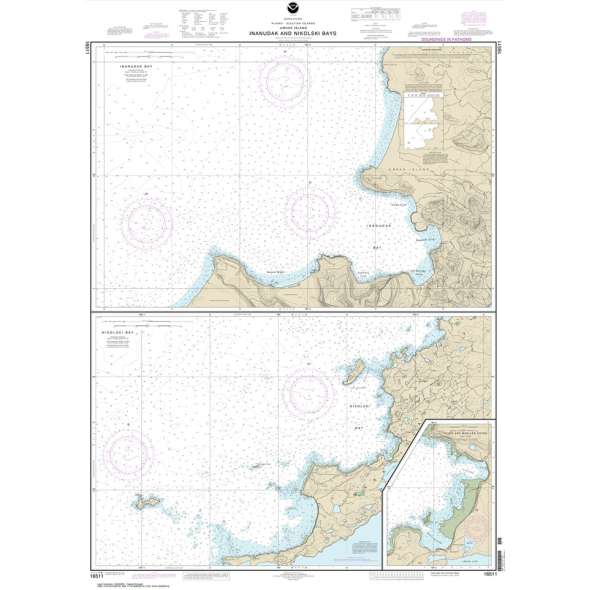 NOAA Chart 16511: Inanudak Bay and Nikolski Bay: Umnak l.