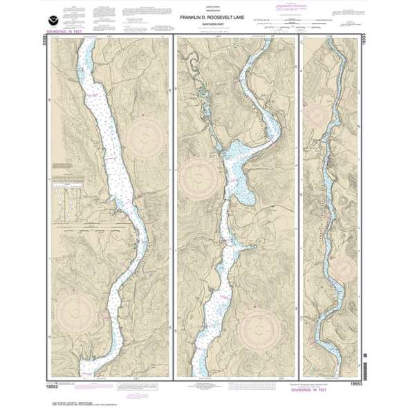 NOAA Chart 18553: FRANKLIN D. ROOSEVELT LAKE Northern part