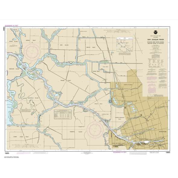 NOAA Chart 18663: San Joaquin River Stockton Deep Water Channel Medford Island to Stockton