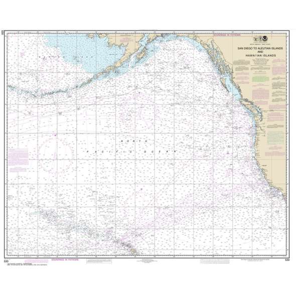 NOAA Chart 530: North America West Coast San Diego to Aleutian Islands and Hawaiian Islands